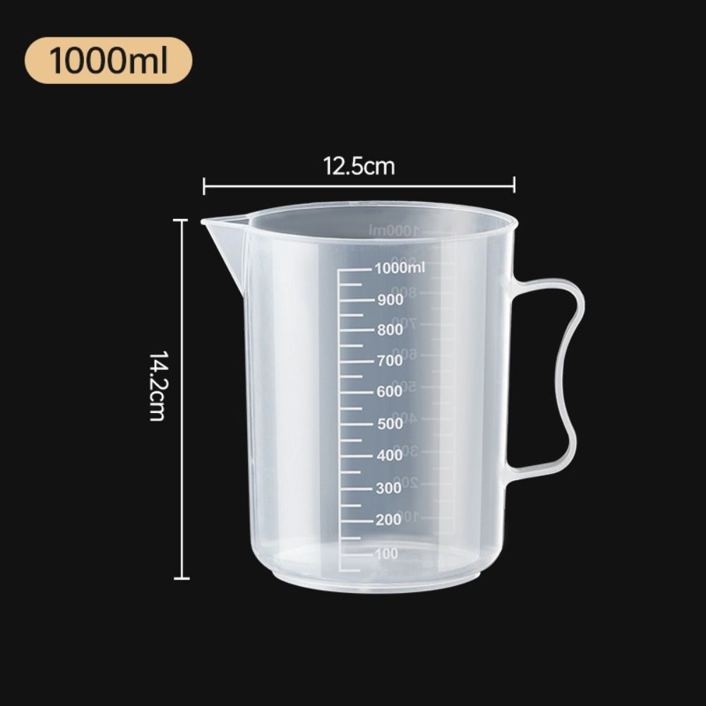 Vaso de medición graduado de plástico de gran capacidad, vaso de laboratorio transparente con tapa, taza mezcladora transparente, cocina y horneado: Caqui oscuro