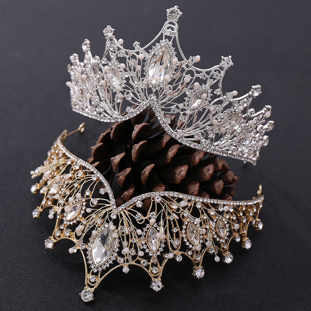 Topqueen HP334 Elegante Barokke Wedding Tiara 'S Kronen Voor Vrouwen Bruid Kristal Parels Koningin Kronen Bruids Hoofddeksel Prinses Haar