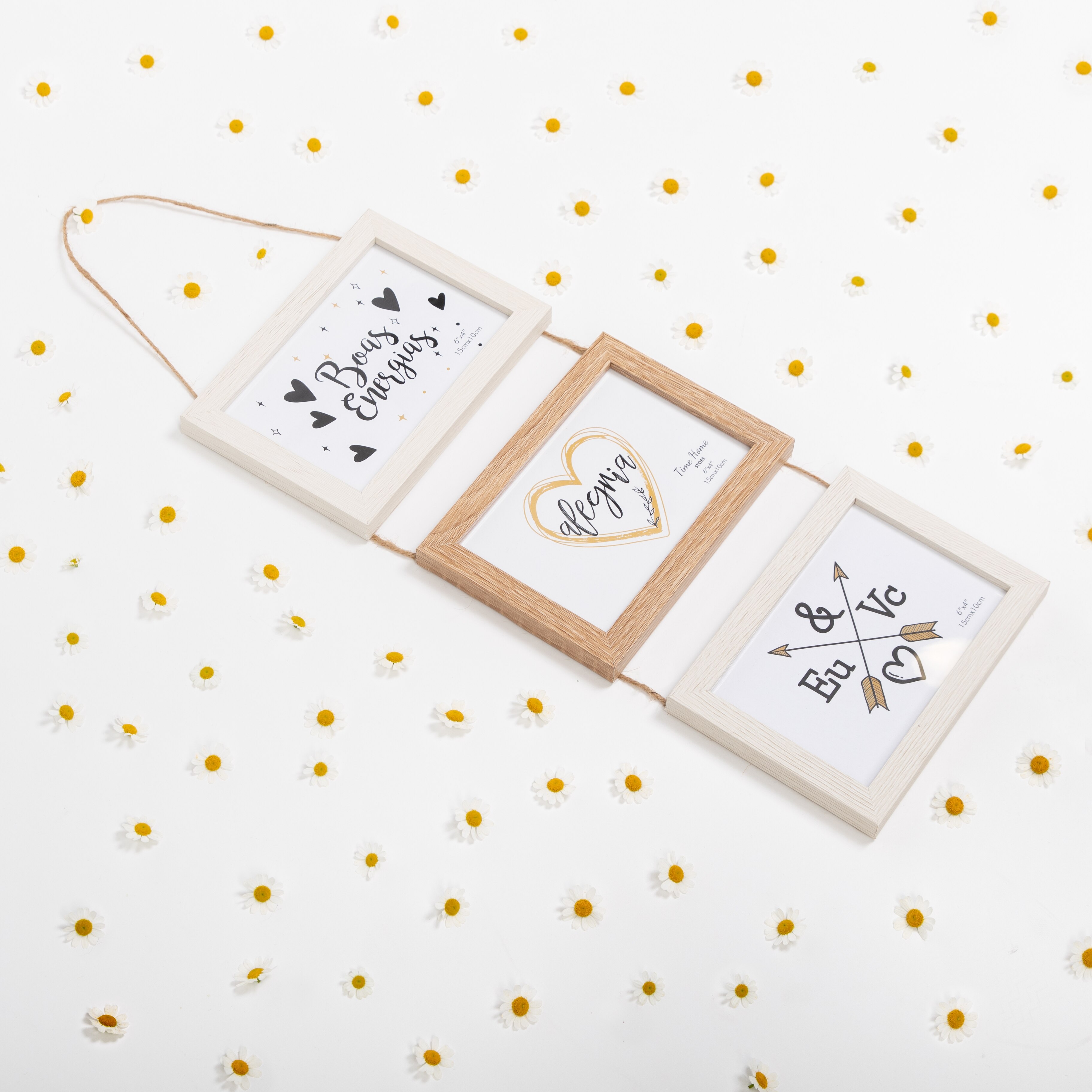 Set wooden Triple photo frames for wall hanging-Original Collage for Photos 10x15 cm