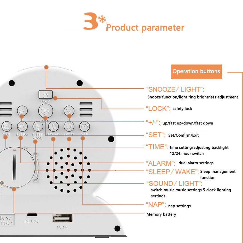 USB Charging Smart Alarm Clock Night Light Touch Control Table Clocks Child Birthday Office Bedside Children Alarm Clock