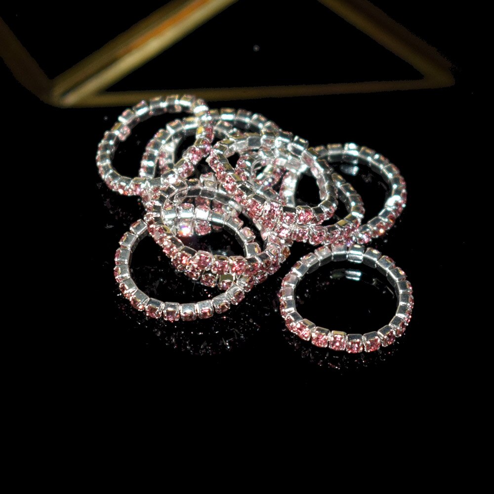 10 stück koreanische Ausführung mehrfarbige strassringe für damen, 1 reihe gemischtfarbiger kristallringe, dehnbarer kristallring, zehenring, partyschmuck