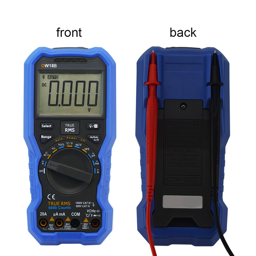 Bluetooth 4.0 Temperature Test Measuring Tools Data Logger NCV Supported Digital Multimeter Home RMS Frequency Flashlight