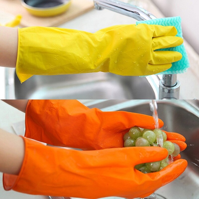 1pair Rubber Household Gloves For Kitchen Dishwash Washing Clothes Natural Latex Housekeeping Gloves Cleaning Tools Accessories