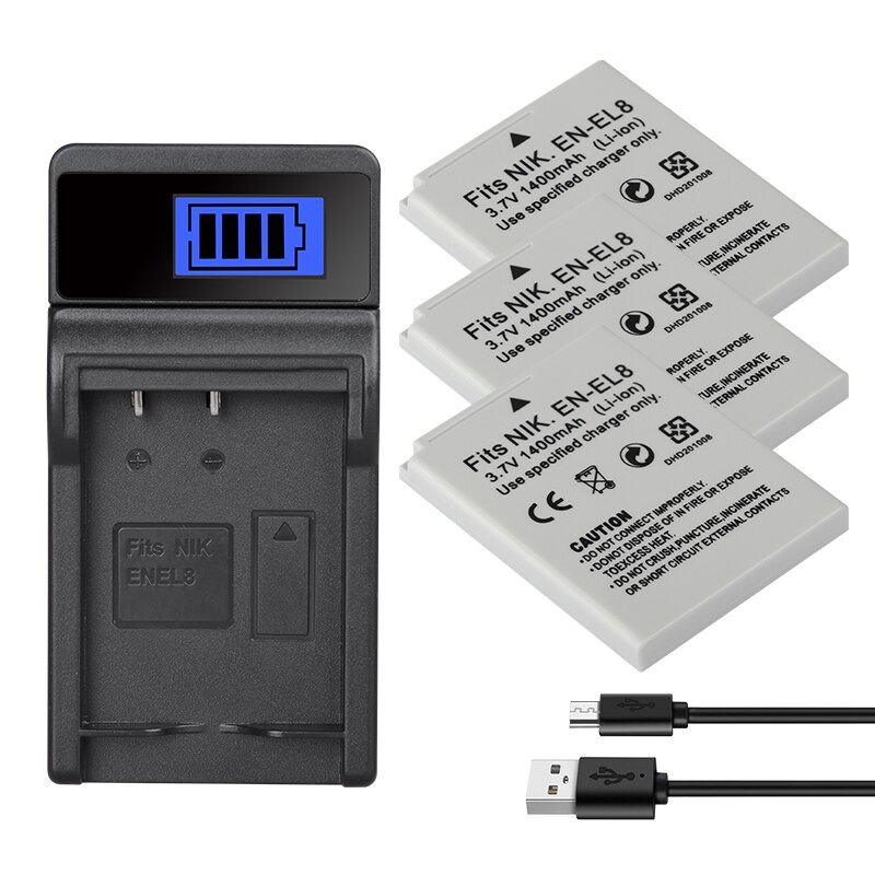 EN EL8 ENEL8 Camera Battery for Nikon COOLPIX P1 P2 L1 L2 S1 S2 S3 S4 S5 S6 S7 S7C S8 S9 S51 S50 S52 EN-EL8 1400mAh Batteries: Yellow