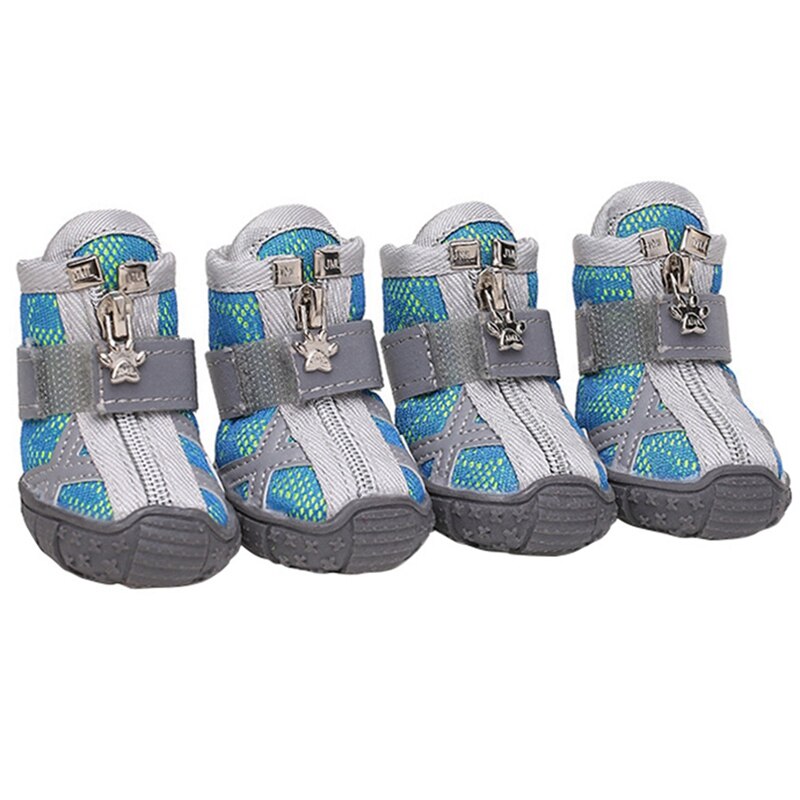 4 pièces/ensemble chaussures pour animaux de compagnie respirant fond souple antidérapant réfléchissant respirant maille chien bottes pour chat petits chiens toutes les saisons