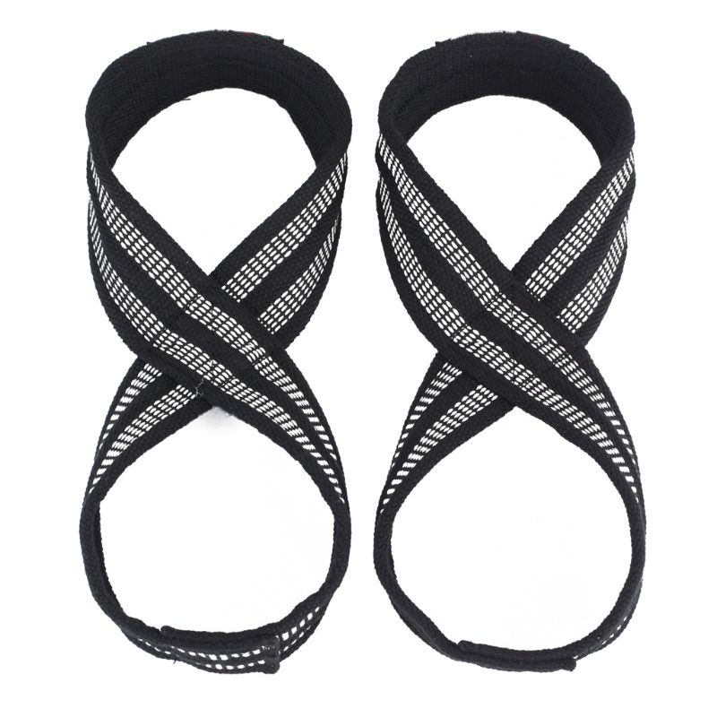 1pair Figure 8 Weight Lifting Straps DeadLift Wrist Strap for Pull-ups Horizontal Bar Powerlifting Gym Fitness Bodybuilding Equi