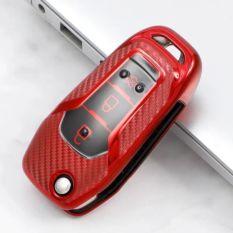TPU Key Fob Cover Case For Ford F150 Kuga FOCUS 3 Mondeo Everest Fiesta Mustang Fecosport Edge Fusion 3-Buttons Flip Remote Key: A-style-red