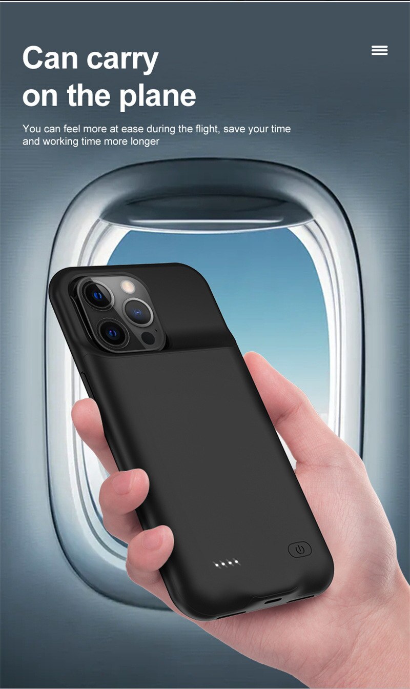 For iPhone 13 Pro Max 12 11 Pro 20000mAh External Silicone Portable Battery Power Case Band Charger Backup Cover