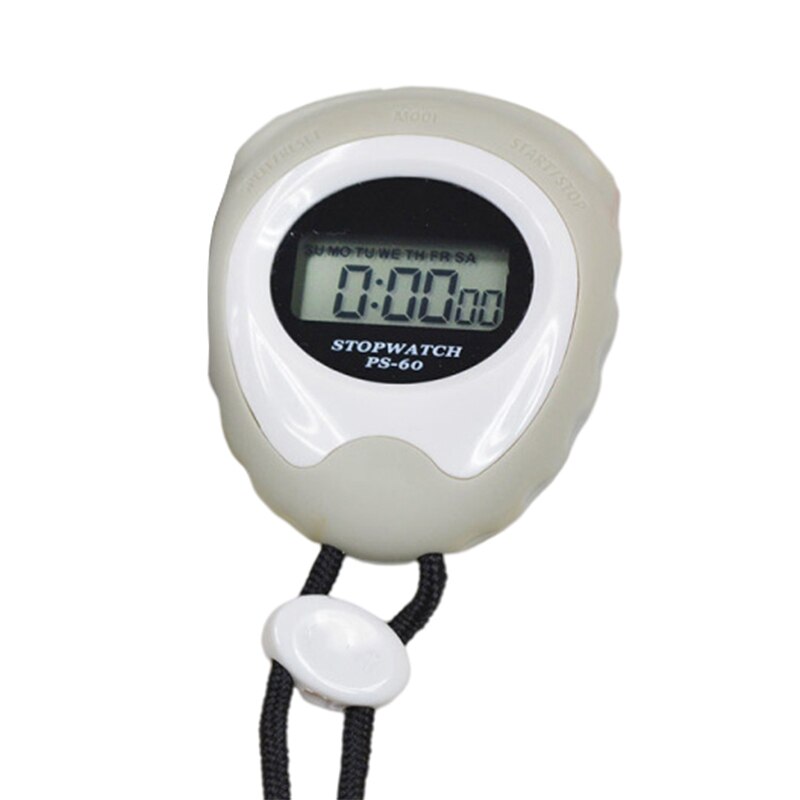 Sports Stopwatch Timer 12 or 24 Hour Calendar Alarm Waterproof Shockproof Handheld Stopwatch for Sports NOV99: white