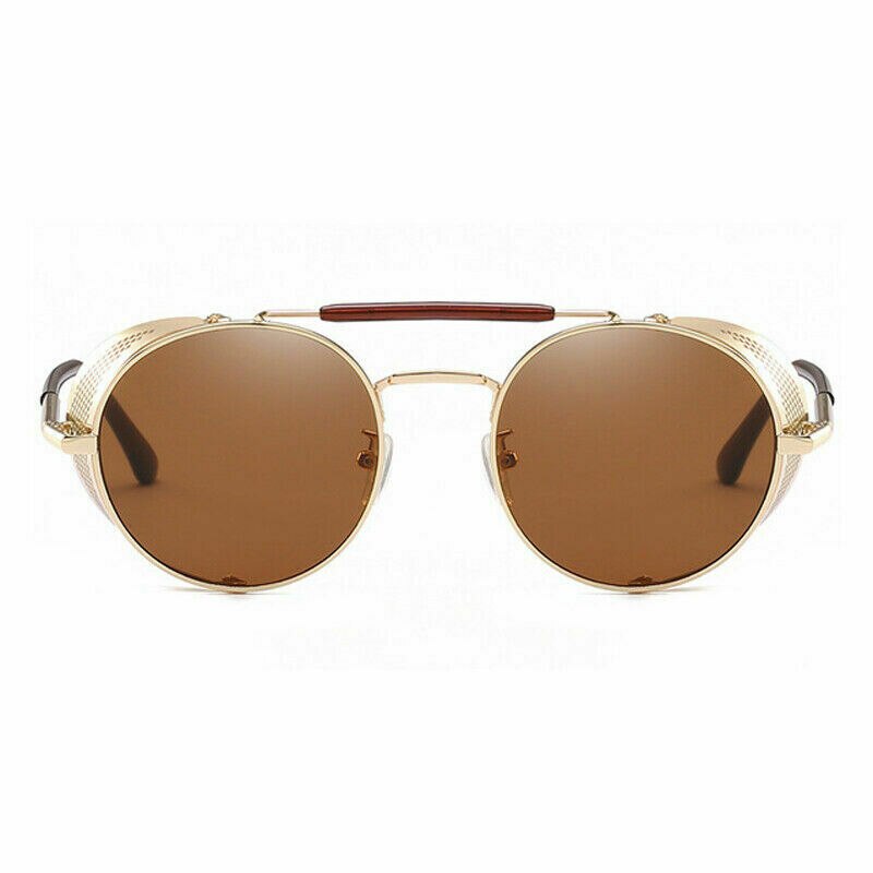 Steampunk lentille ronde lunettes de soleil Blinder Cyber bouclier ombre lunettes en métal: A093-A-04