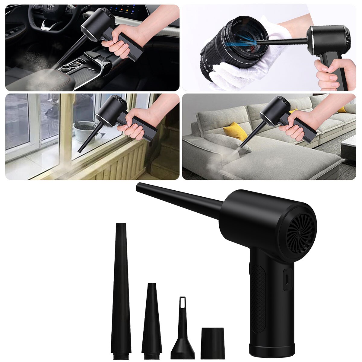 MECO Upgrade 2.0 Air Duster Wireless Air Blower Compressed USB Handheld PC Laptop Car Keyboard Electronics 6500mAh 50000RPM EU