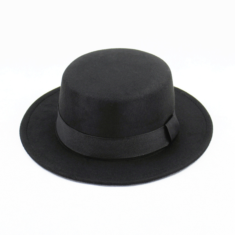 Children Kids Top Fedoras Hat Felt Vintage Gentleman Bucket Hat Wedding Party Festival Caps Craft 18colors Cosplay Costume: black 1