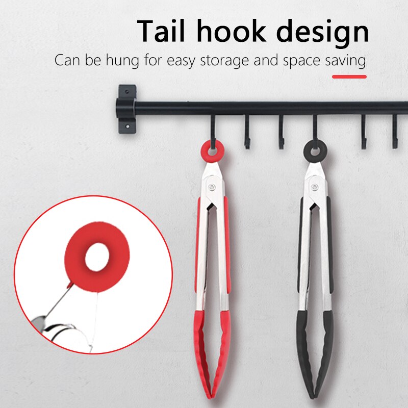 Stainless steel Silicone Kitchen Tongs BBQ Clip Salad Bread Cooking Food Serving Tongs Restaurant Food Folder Kitchen Tools