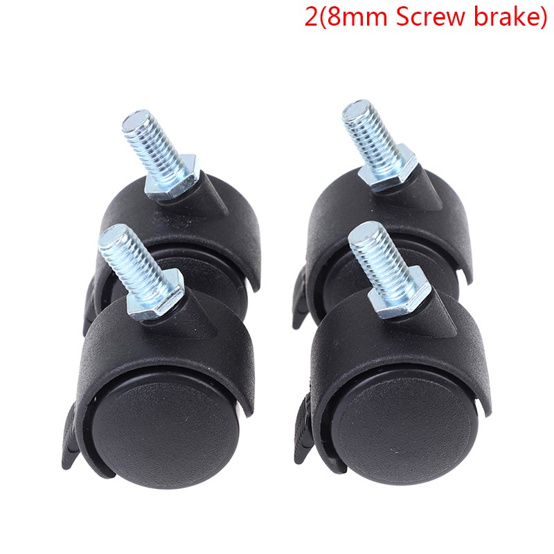 4Pcs 30mm Chair Wheel Furniture Caster Swivel Castor Brake Wheel Replace Hardware Trolley Silent Brake Protection: Silver