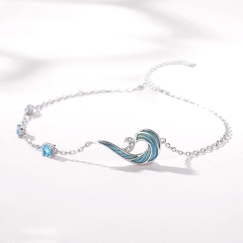 2022 hurtownia estetyczna elegancka biżuteria niebieski kroplówka Glazura emalia fala rozpylać kobiet Resizable bransoletki dla kobiet dziewczyna prezent: Default Title