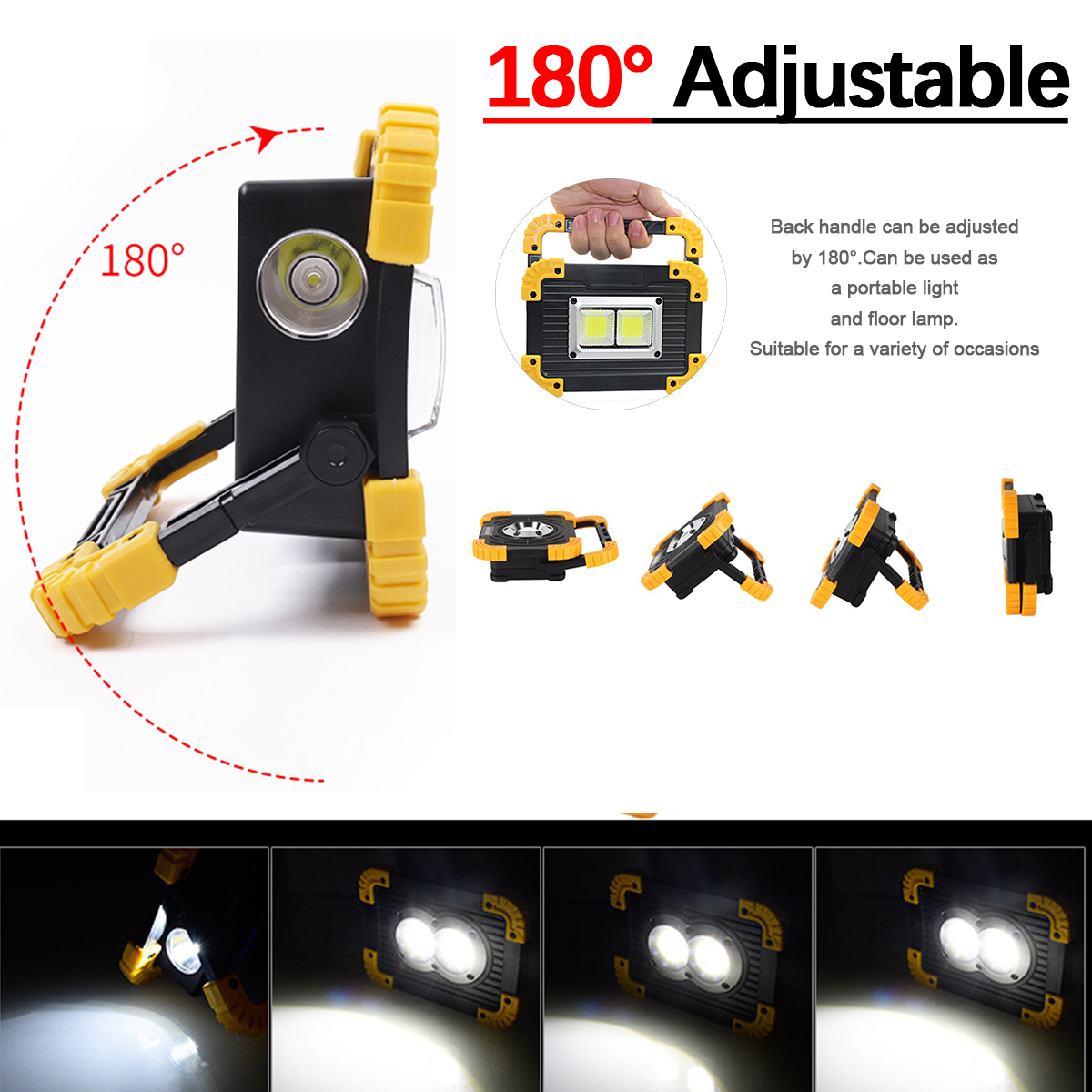 100w 30000lm ledet bærbar søkelyset super lys kolbe ledet arbeidslys oppladbar til utendørs lampe ledet lommelykt bruk 2*18650