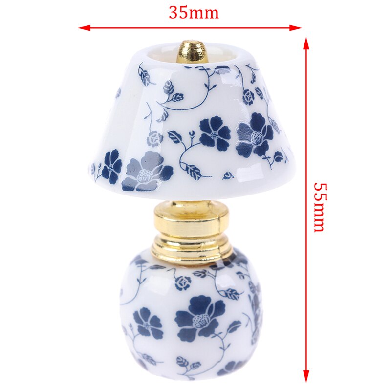 1:12 Mini Ceramic Lamp Miniatures Dollhouse Toy Porcelain Miniature Table Lamp Doll House Accessories