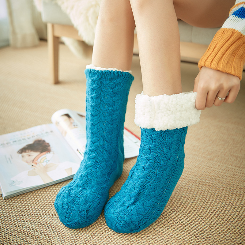 Lanshulan frauen Winter Socken Kanada-30 Grad Widerstehen Kalten männer Wolle Socken Für Mädchen Jungen Verdicken Socken Boden Warme: lake blue