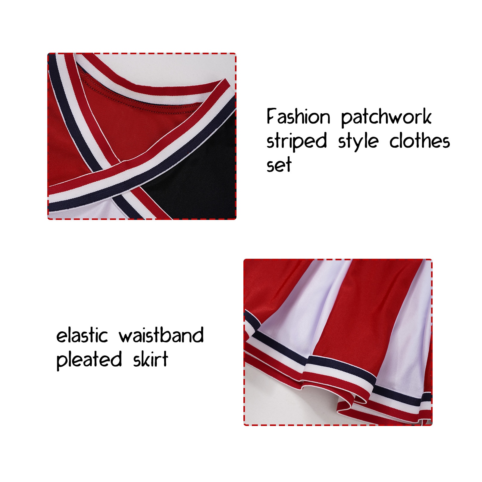 Kids Meisjes Cheerleading Dance Kleding Set V Hals Crop Top Met Elastische Tailleband Geplooide Rok Carnaval Cheerleader Outfit