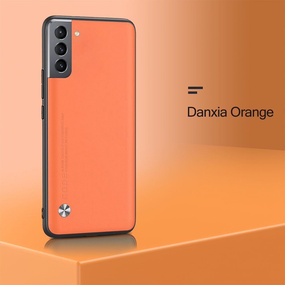 Samsun S21 Fe Case Plain Skin Lederen Telefoon Cover Voor Samsung Galaxy S21 Fe 5G S 21 21FE S21FE siliconen Shockproof Bumper Fundas: Orange 6