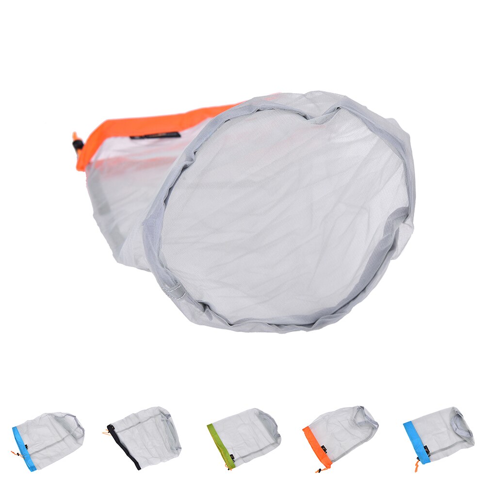 Portable Tavel Mesh Stuff Sack Drawstring Storage BagUltralight Outdoor Camping Travel Kit Equipment Camping Sports 5 Size