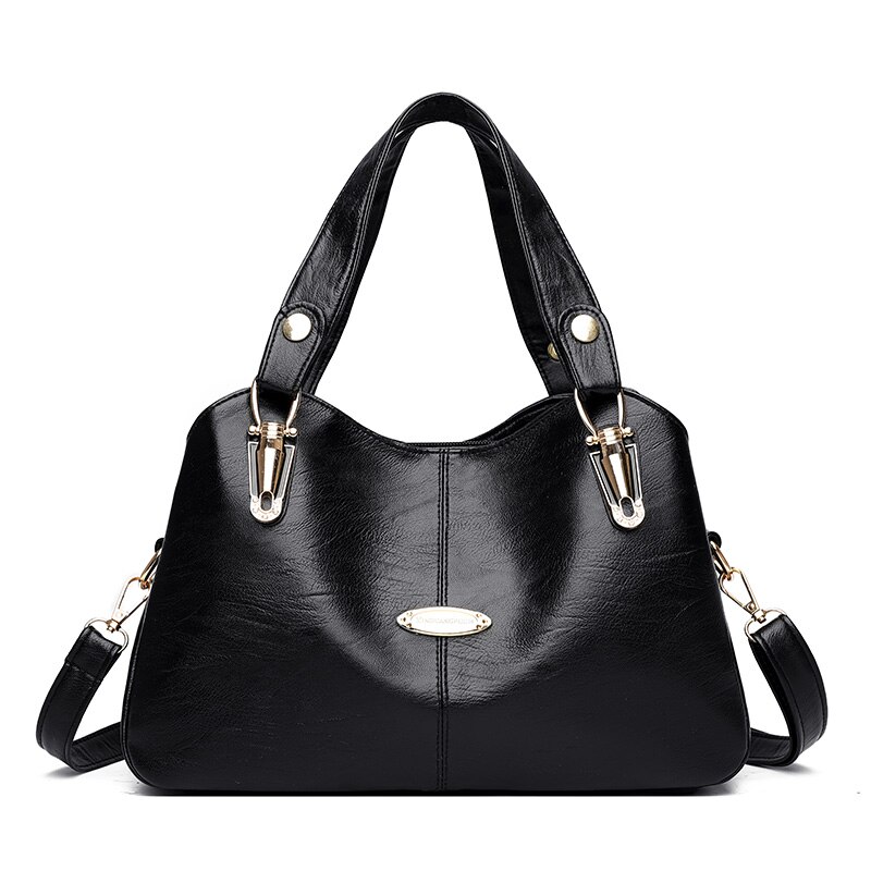 Ladies 3-layer zipper Shoulder Bag Brand Women Handbags Bags for Women Leather Crossbody Bags Sac: black