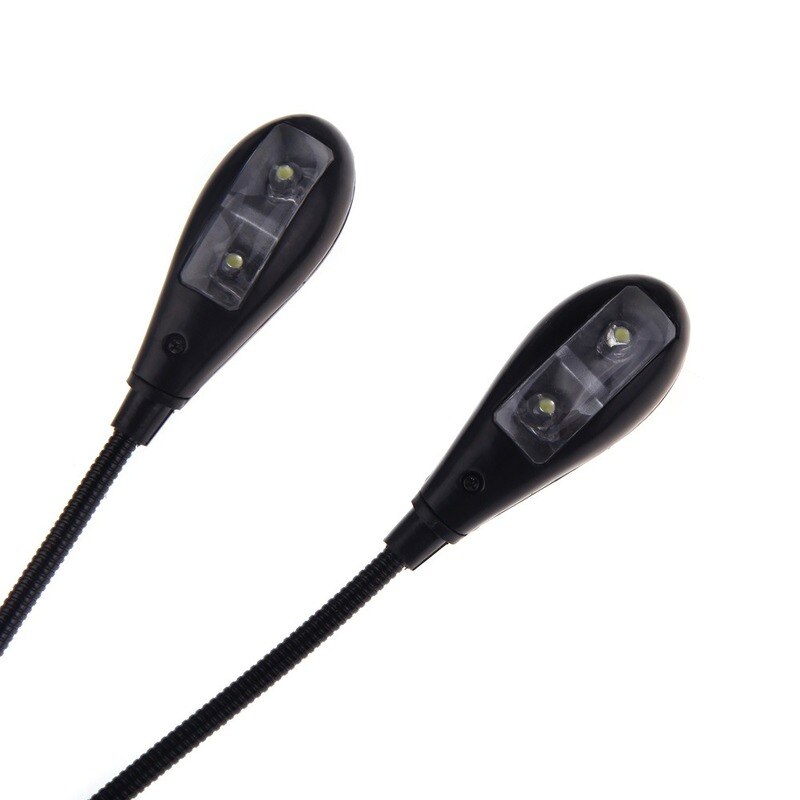Klip -on 2 dobbeltarme 4 led bog nodestativ lys lampe sort til klaver violin musikinstrumenter performance