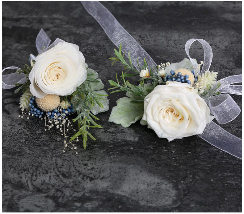 Skog älva bröllop blommor brudtärna handled blommor bästa man blomma tillbehör bröllop tillbehör  zr001: M-wrist-boutonnieres