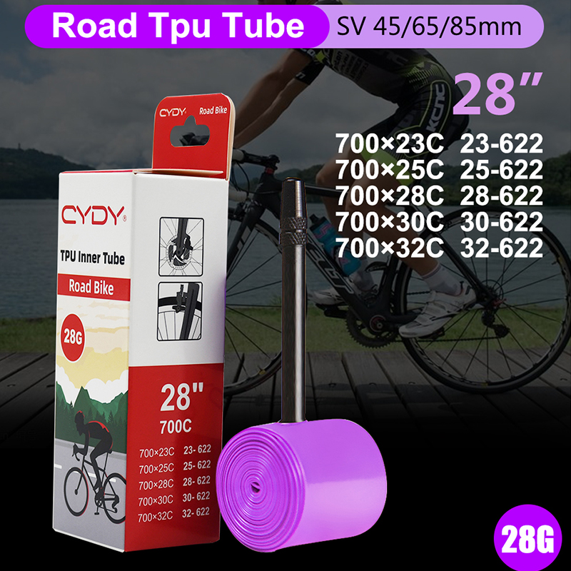 CYDY 700C vélo chambre à air TPU 700 × 23C 25C 28C 30C 32C pneu 45/65/85mm sv vélo de route Valve française 28 ''polaire intérieure ultralégère 28g