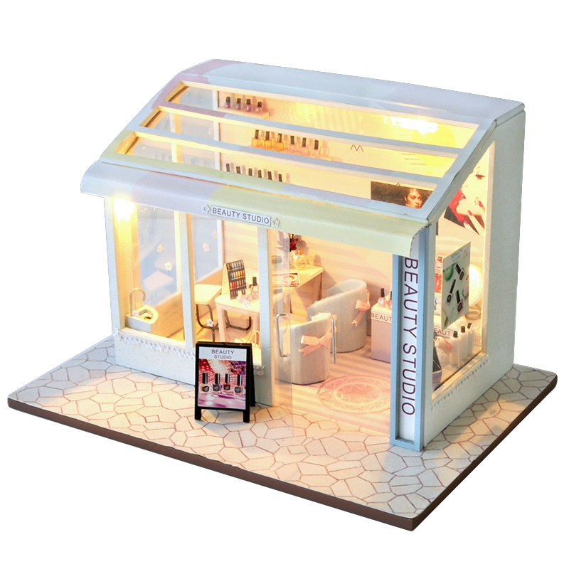 Cutebee Diy Poppenhuis, Houten Poppenhuis Ijs Winkel Met Led Verlichting TD33 Best Birthday: TD36