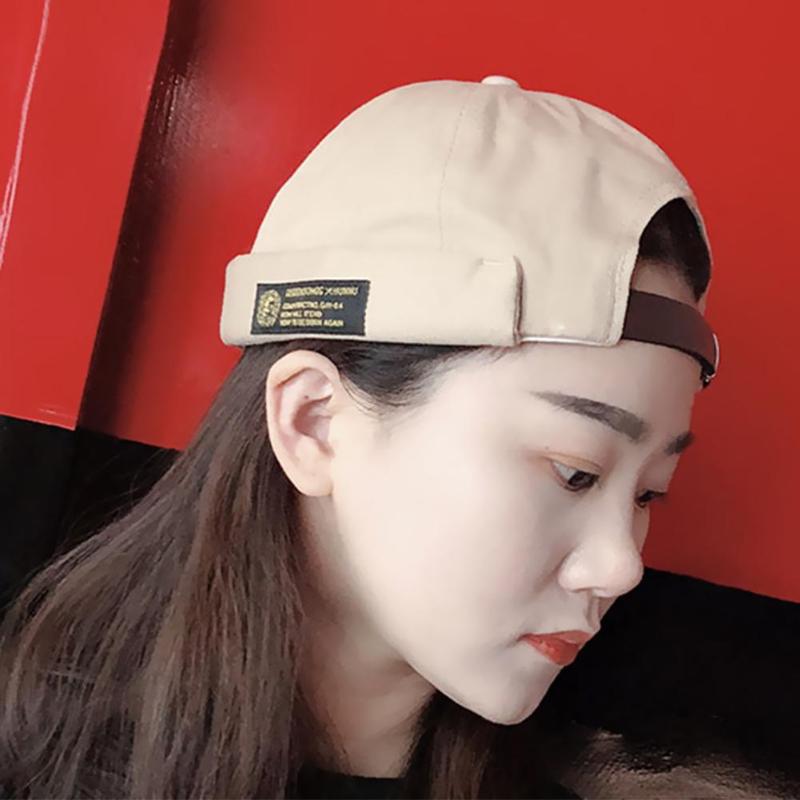 Vintage hip hop mænd kvinder hat vasket bomuld retro kraniet cap justerbar brimless hat udlejer åndbar beanie hat