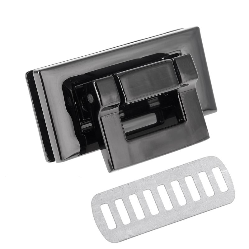 Fermoir rectangulaire à verrouillage tournant, quincaillerie pour sac à main en cuir, 29 juillet: Bk