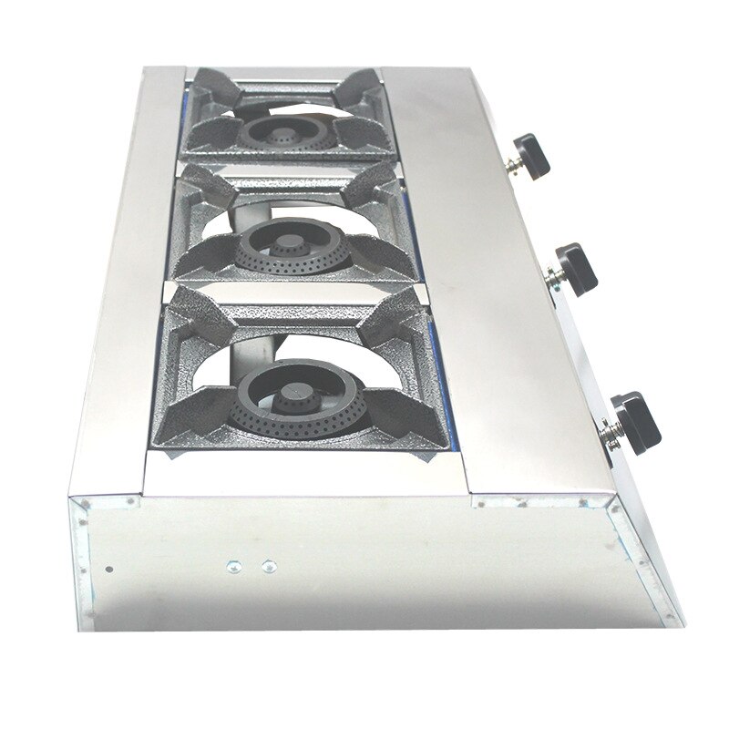 Natural Gas Stove Commercial Household Desktop Liquefied Gas Stove Multifunctional Stainless Steel Three-hole Cookware One Pc ZG