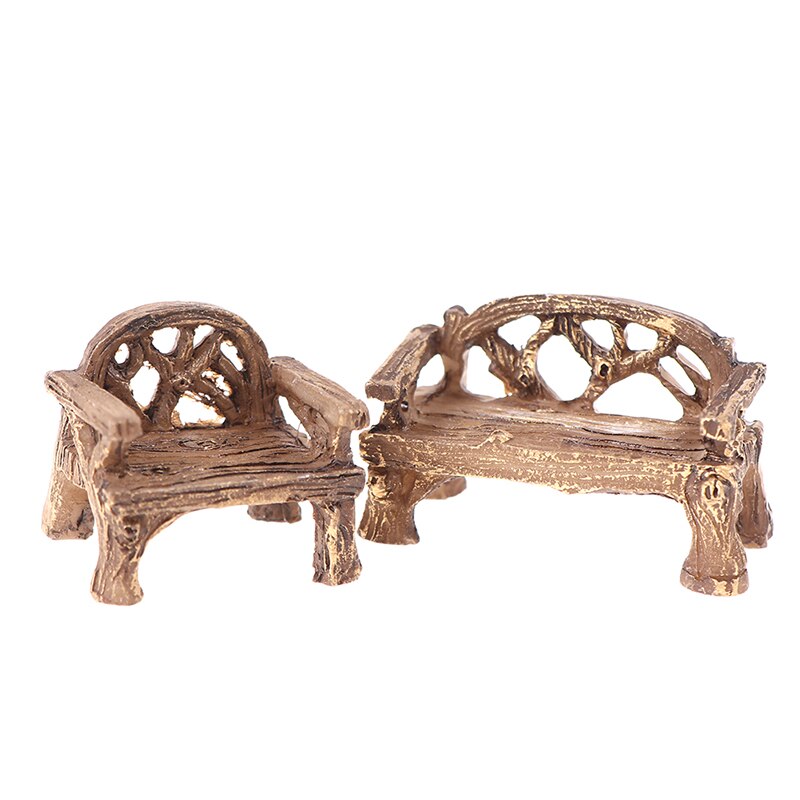 Mini Garden Ornament Miniature Park Seat Bench Craft Fairy Dollhouse Decor Micro Home Landscape Decor Accessories