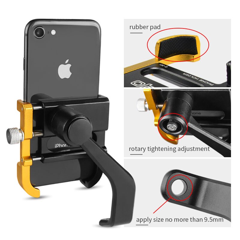 Giyo Aluminium Motor Mobiele Telefoon Houder Universele 2.17-3.94 Inch Mobiele Telefoon Stand Verstelbare Motorfiets Ondersteuning