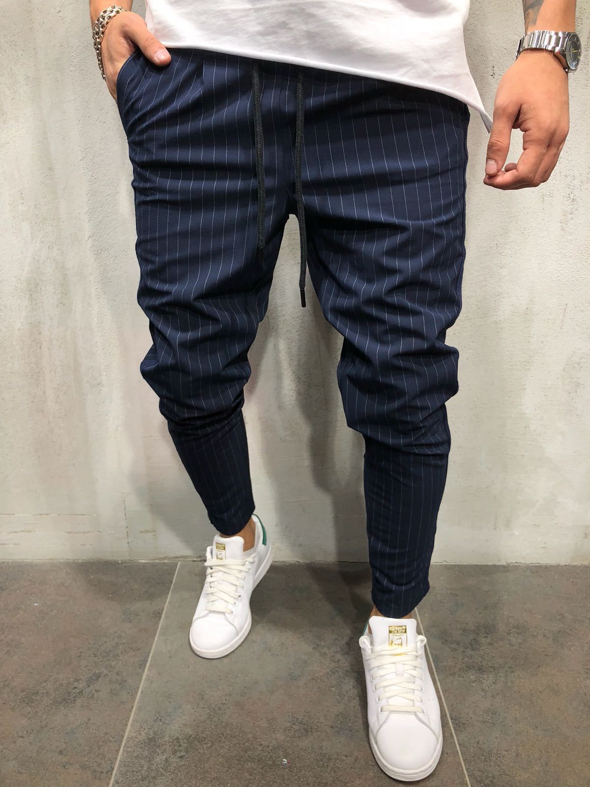 Summer Mens Hip Hop Suit Pants Men Joggers Casual Solid Cotton Pants Hip Hop Male Trousers NZ69: Navy / XXXL