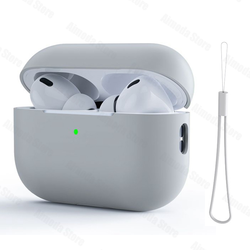 Custodia per Airpods pro 2 Custodia per cuffie senza fili in silicone tinta unita per Mela aria baccello pro2 Guscio protettivo di seconda generazione: Grigio scuro