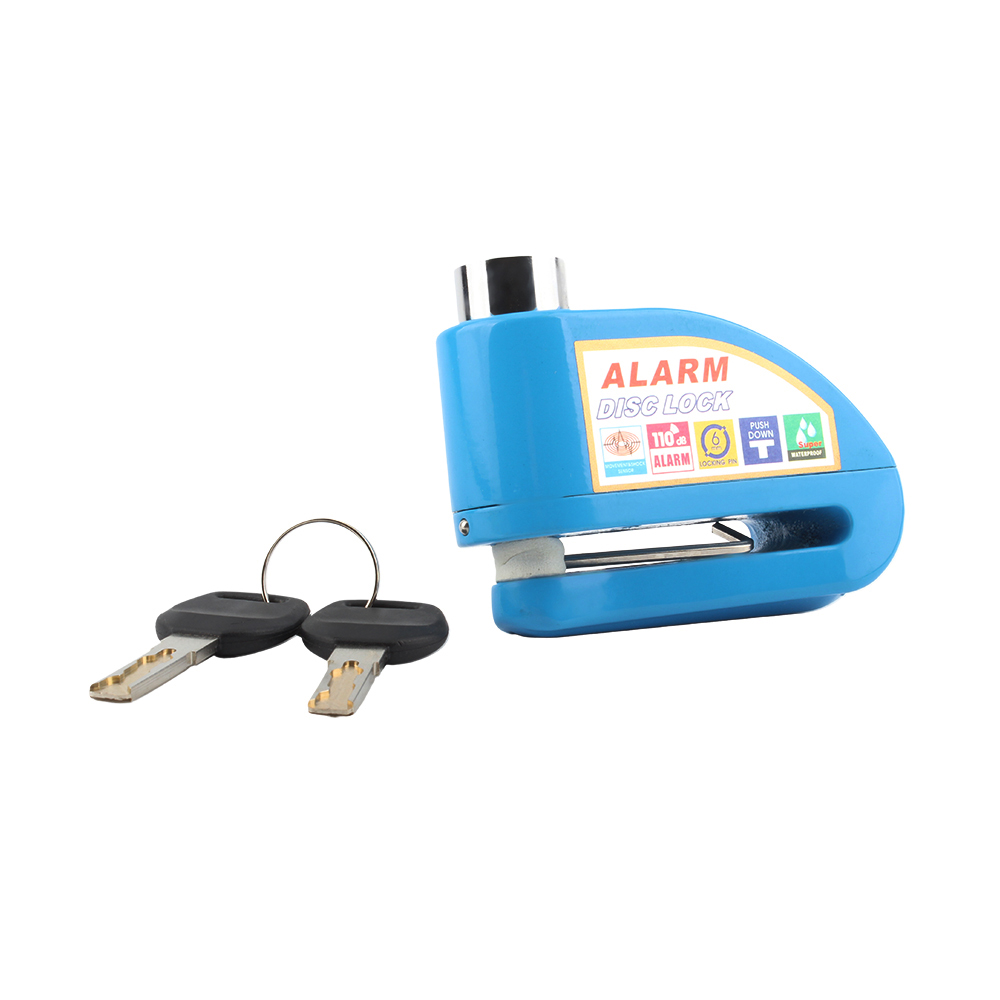Motorrad Scheibenbremse Alarmschloss Rad Scheibenbremse mit Schlüssel Motorrad Rolle Fahrrad Aluminiumlegierung Wasserdichtes Diebstahlsicherungsschloss: Blau
