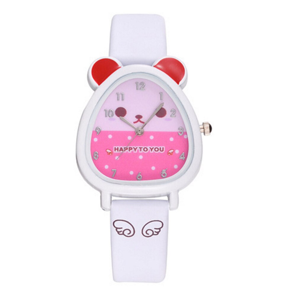 Mooie Animal Cartoon Quartz Horloge Casual Wear Strass Horloges Meisjes Kids # W: White