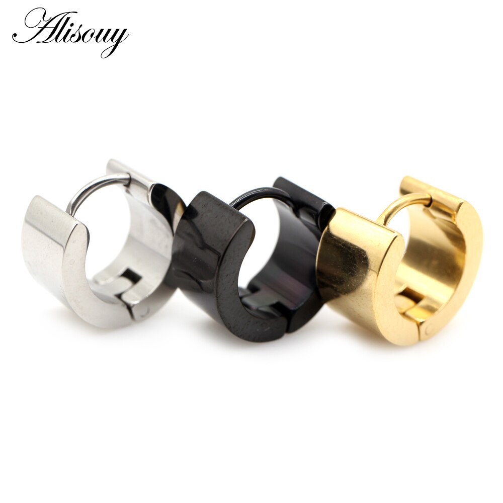 Alisouy 2 pz 7*9mm moda unica gioielli femminili Punk in acciaio inossidabile Huggies piccolo cerchio orecchini a cerchio per donna uomo gioielli