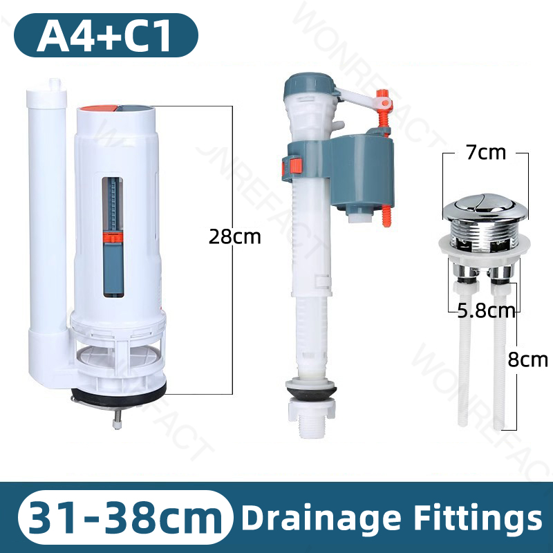 Universal Toilet Tank Replacement Kit Toilet Buttons Toilet Dual Flush Valve Water Inlet Valve Accessories Adjustable Float: army green