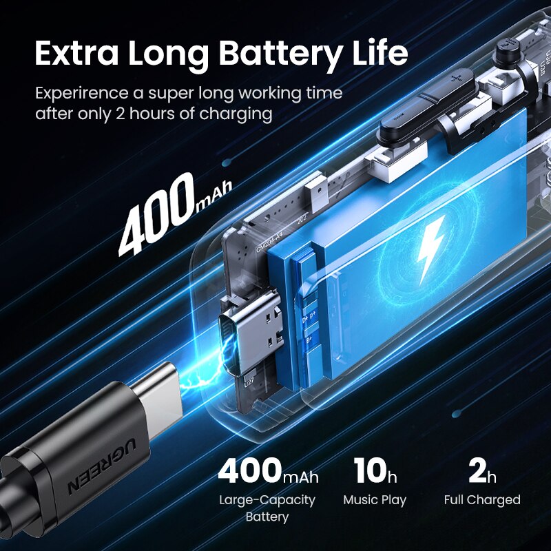 Ugreen bluetooth 5.0 modtager usb dac 3.5mm trådløs lyd hovedtelefon forstærker nfc aptx aptx hd qcc 3034 bluetooth 5.0 adapter