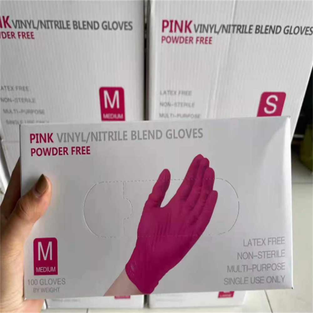 Gants de sécurité jetables en Nitrile vinyle rose, 100 pièces, étanches, sans allergie, de alimentaire, pour femmes et filles, pour le travail et le nettoyage de la maison