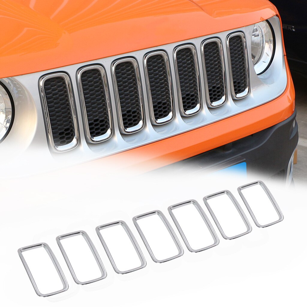 7-Piece Black Grille Trim Ring Set For Jeep Grand Cherokee 2011-2016 | Front Grille Insert Kit | Matte Black ABS Plastic | SHINEKA