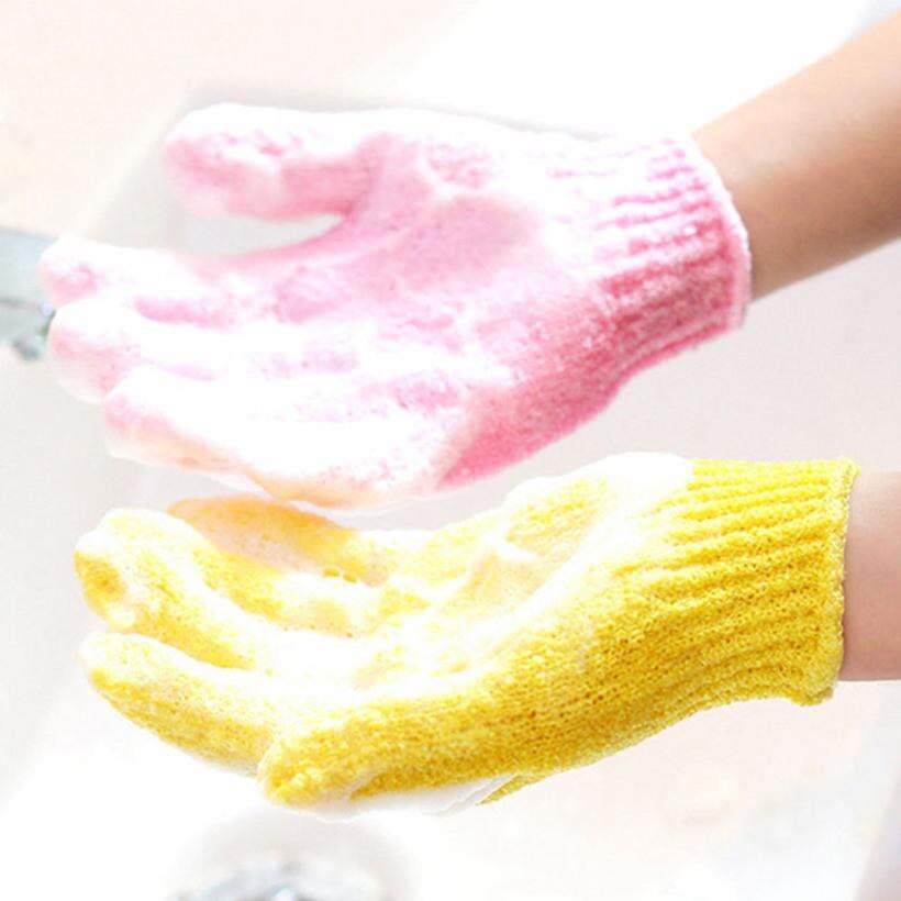 1Pair Shower Gloves Exfoliating Wash Skin Spa Bath Gloves Foam Bath Skid Resist #NE730