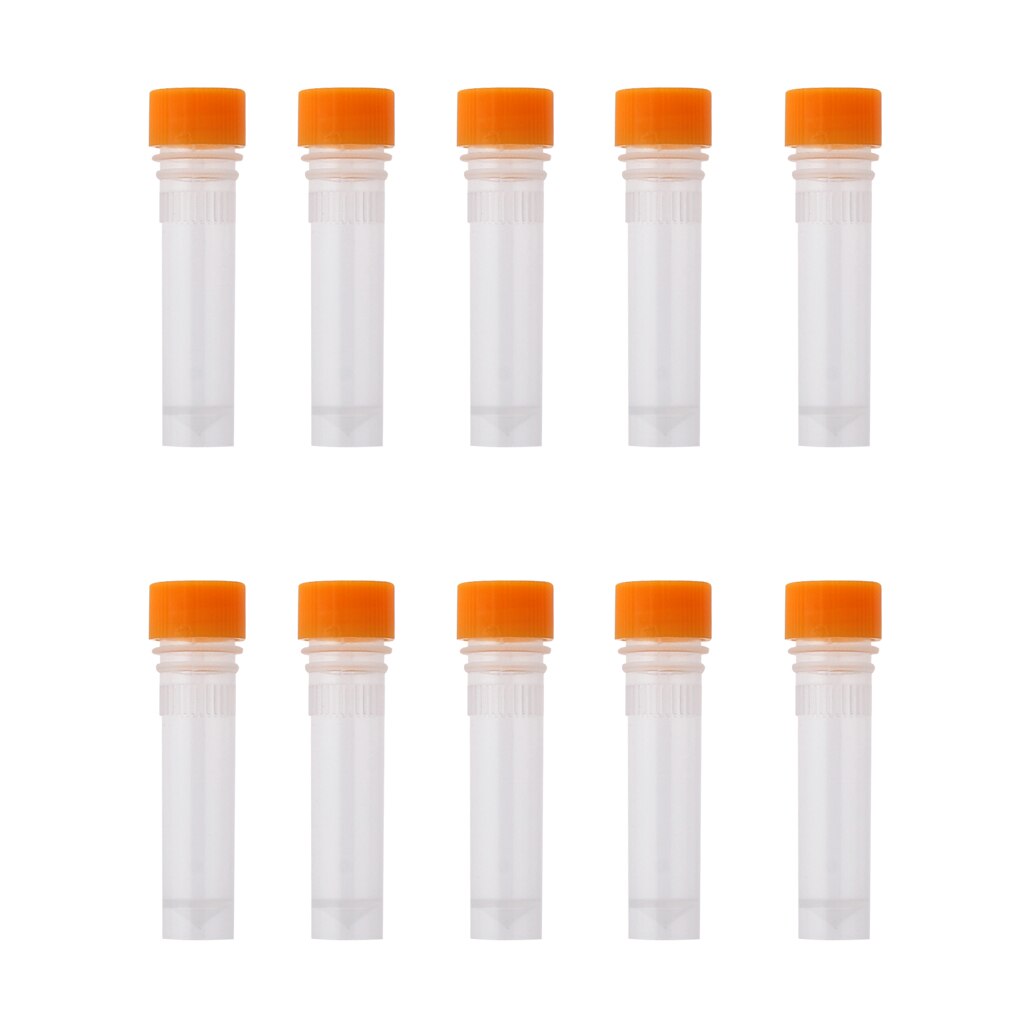 1.5ml Plastic Cryovial Measure Test Tube Vial Holder Container with Cap Pack of 10