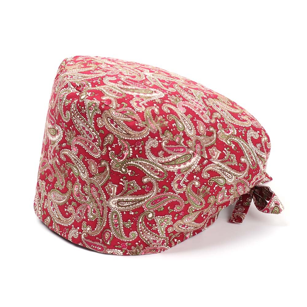 1PC Cotton Scrub Cap Adjustable Elastic Printing Hat Bouffant Head Cover Kitchen Hat With Sweatband Hair Accessories for Unisex: 18