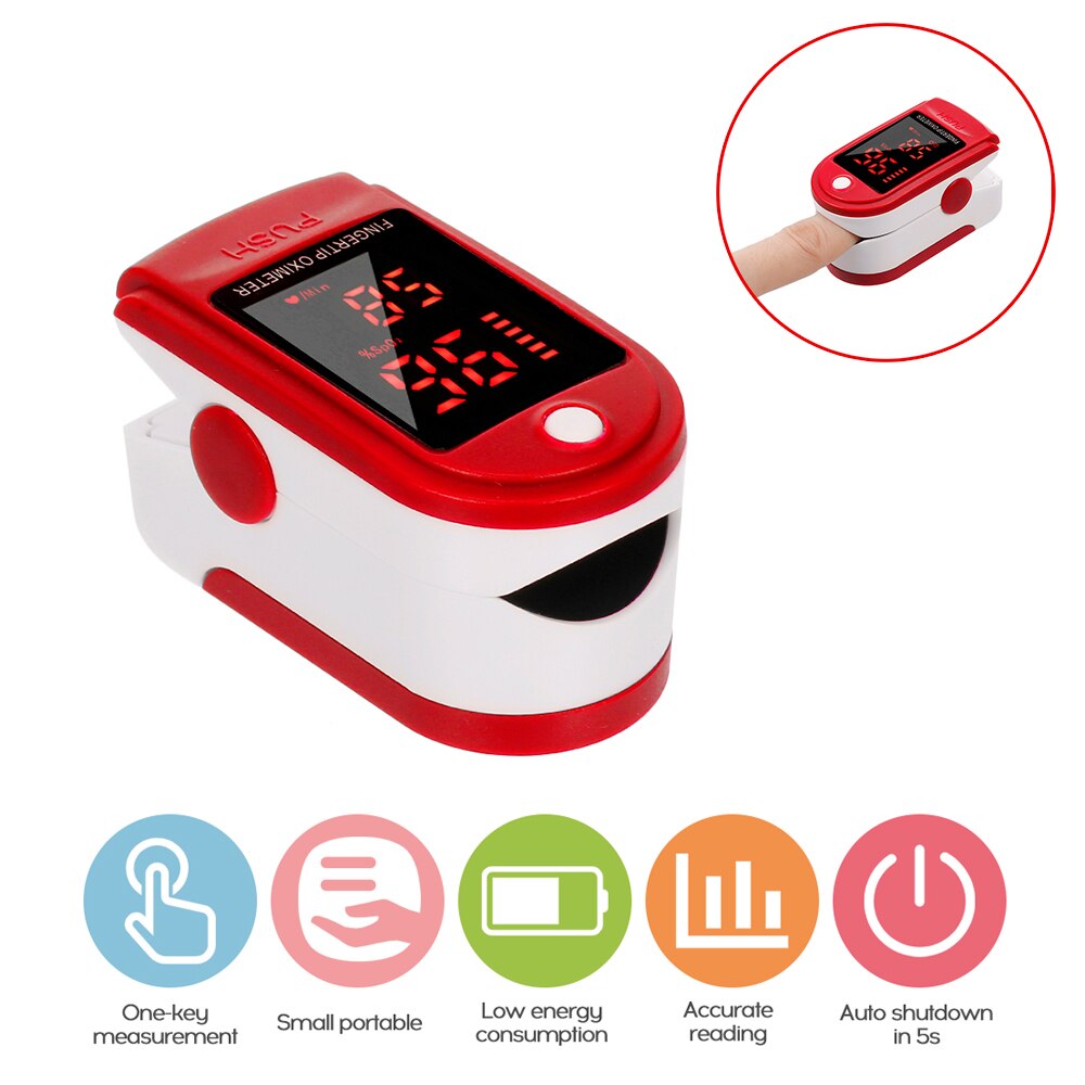 Carevas Blut Sauerstoff SPO2 Monitor Finger-pulsoximeter Sauerstoff Sättigung Monitor innerhalb von 24 stunden (ohne Batterie): Typ3-rot