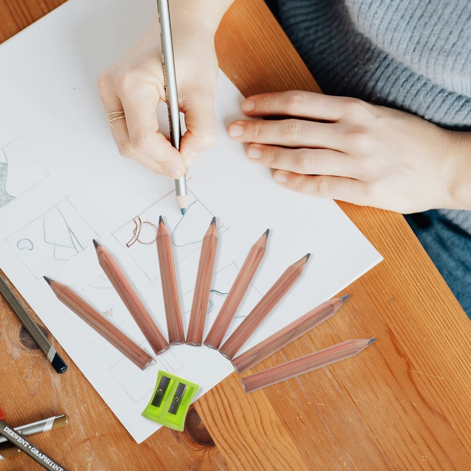 1 Set Beginner Pencils Wood Short Pencil Students Stationery DIY Art Painting Pencils