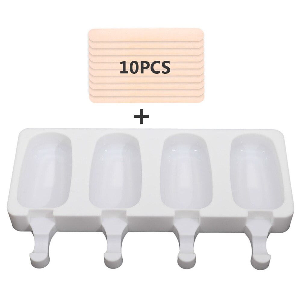 Hjemmelavet fødevaregodkendt silikone isforme 2 størrelse ispinde forme fryser isbar forme maker med ispinde: Hulstørrelse 4.8 x 9cm